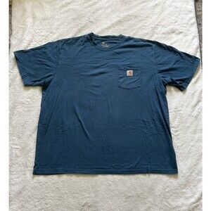 Carhartt T-Shirt Men's 2XL Tall Short Sleeve Pocket Logo Workwear Blue K87 984